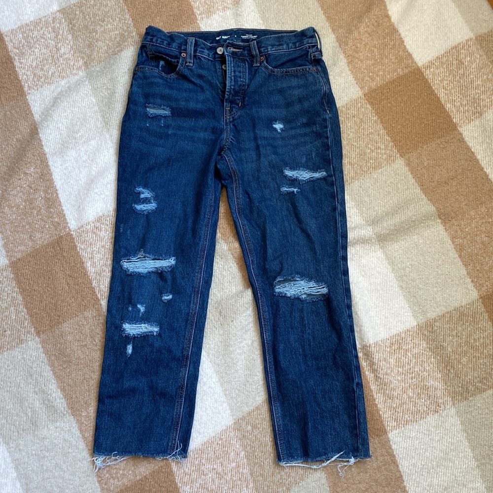 high rise slouchy straight jeans